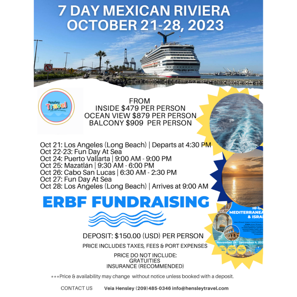 A flyer created for nonprofit charitable organization to promote a cruise event