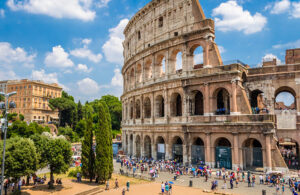 The Colisseum in Rome Italy is a tourist attraction for pilgrims