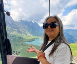 On a gondola to the mountain