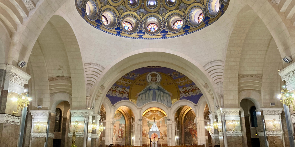 Inside the church of Our Lady of Lourdes