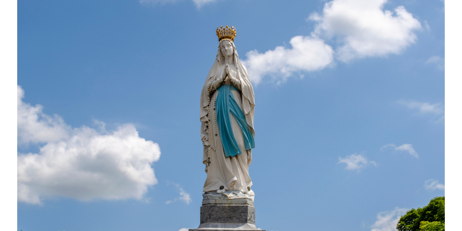 Our Lady of Lourdes High on a pedestal
