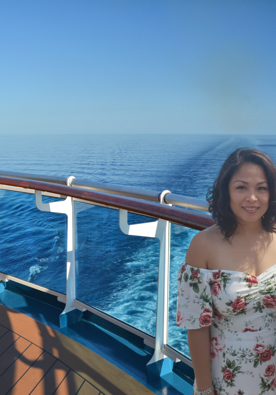 Woman on a cruise ship